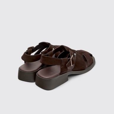 Back view of Dana Brown Suede Sandals for Women.