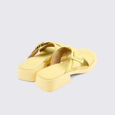 Back view of Dana Yellow leather sandals for women