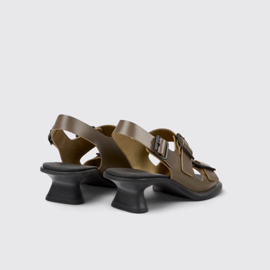 Back view of Dina Brown leather sandals for women