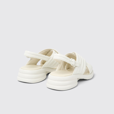 Back view of Spiro White leather sandals for women