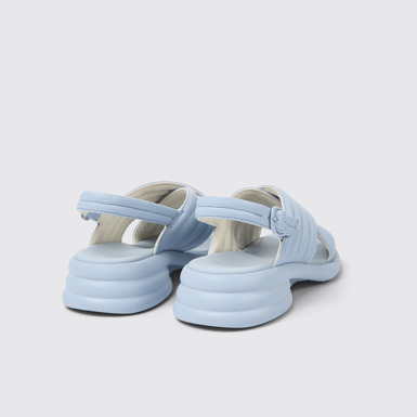 Back view of Spiro Blue leather sandals for women