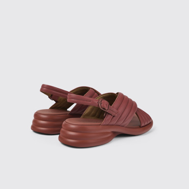 Back view of Spiro Red Leather Cross-strap Sandal for Women