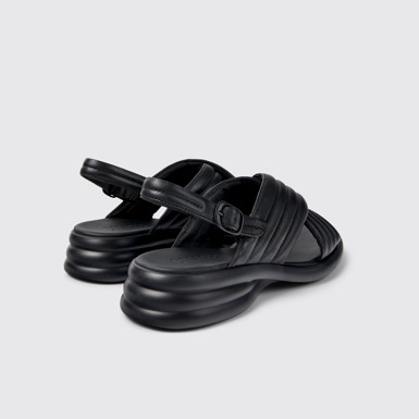 Back view of Spiro Black Leather Cross-strap Sandal for Women