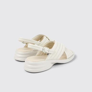 Back view of Spiro White Leather Cross-strap Sandal for Women