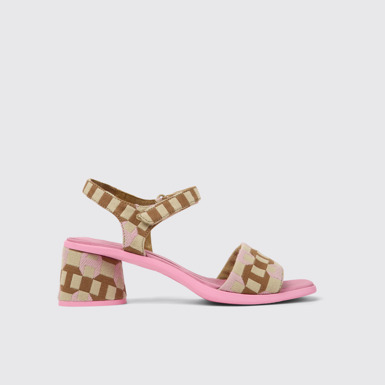 Side view of Kiara Multicolored organic cotton sandals for women