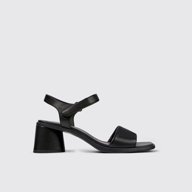 Side view of Kiara Black Leather Sandal for Women
