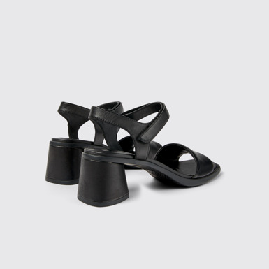 Back view of Kiara Black Leather Sandal for Women