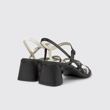 Twins Sandales en cuir noir et blanc pour femme