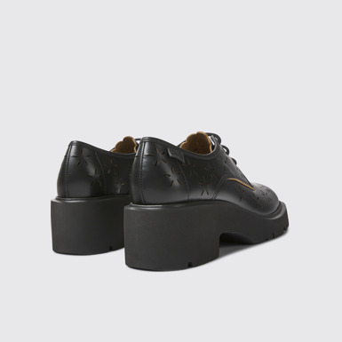 Back view of Milah Black leather shoes for women