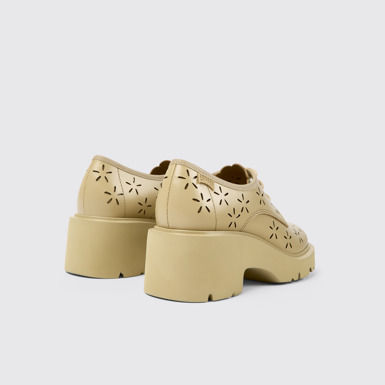 Back view of Milah Beige leather shoes for women