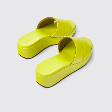 Back view of Misia Green leather sandals for women