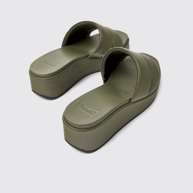 Back view of Misia Green leather sandals for women