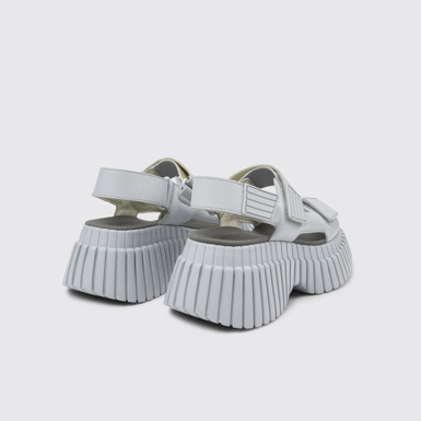 Back view of BCN Gray Leather 2-Strap Sandal for Women