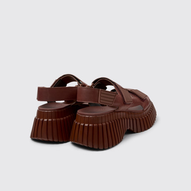 Back view of BCN Red Leather Sandals for Women.