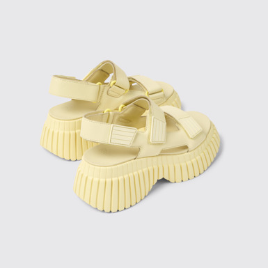 Back view of BCN Yellow Leather Sandals for Women.