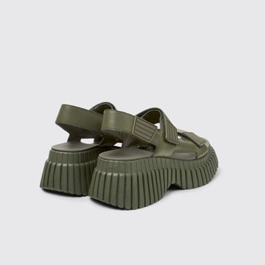 Back view of BCN Green Leather Sandals for Women.