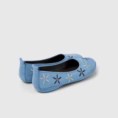 Back view of Twins Blue nubuck ballerinas for women