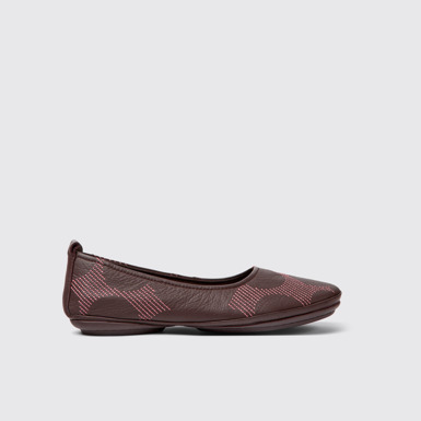 Side view of Twins Multicolored leather ballerinas for women