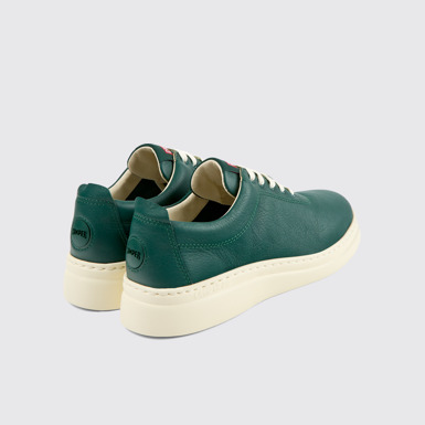 Back view of Runner Up Green leather sneakers for women
