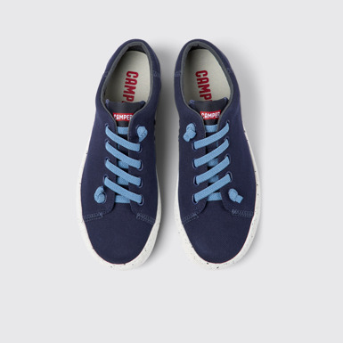 Overhead view of Peu Touring Blue textile sneakers for women