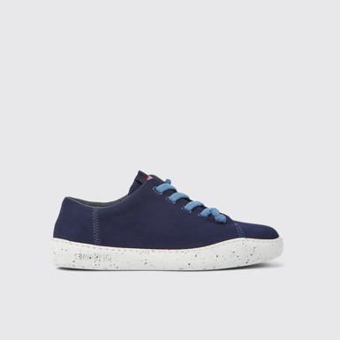 Side view of Peu Touring Blue textile sneakers for women