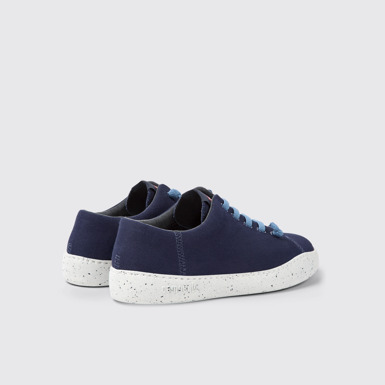 Back view of Peu Touring Blue textile sneakers for women