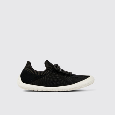 Side view of Peu Path Black Textile Sneaker for Women