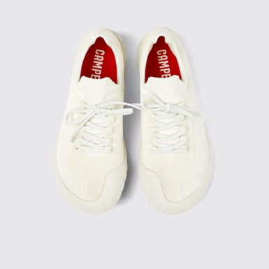 Overhead view of Peu Path White Textile Sneaker for Women