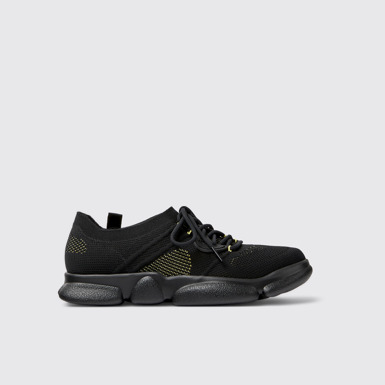 Side view of Karst Black textile sneakers for women