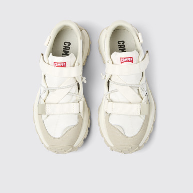 Overhead view of Drift Trail White textile and nubuck sneakers for women
