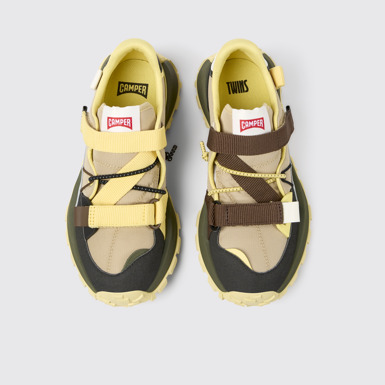 Overhead view of Twins Multicolored textile and nubuck sneakers for women