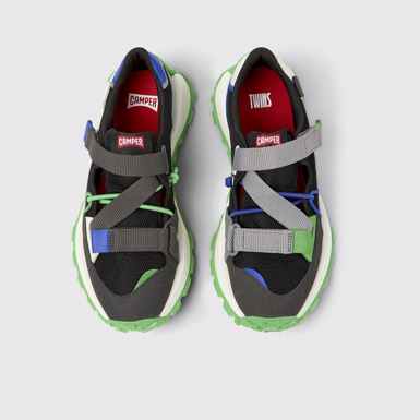Overhead view of Twins Multicolored Textile/Leather Sneaker for Women