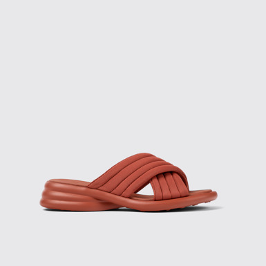 Side view of Spiro Red Textile Cross-strap Sandal for Women
