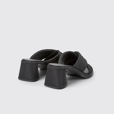 Back view of Kiara Black textile sandals for women