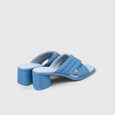 Back view of Kiara Blue textile sandals for women