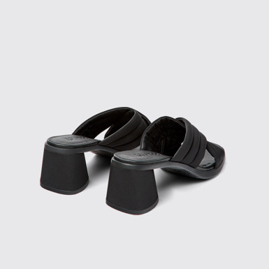 Back view of Kiara Black Textile Cross-strap Sandal for Women