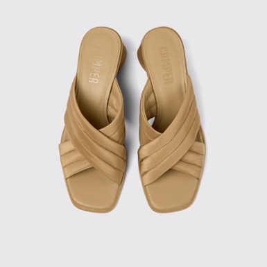Kiara Brown Textile Cross-strap Sandal for Women