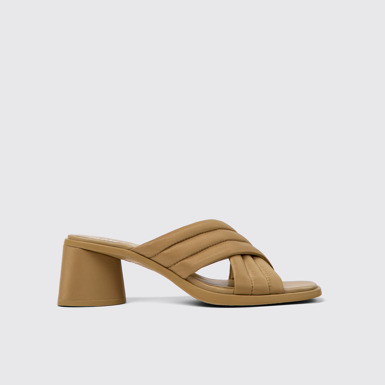 Kiara Brown Textile Cross-strap Sandal for Women