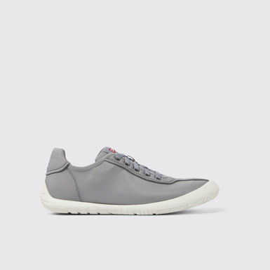 Side view of Path Gray textile sneakers for women