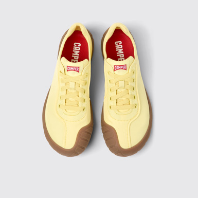 Overhead view of Path Yellow textile sneakers for women