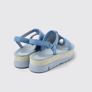 Back view of Oruga Up Blue textile sandals for women