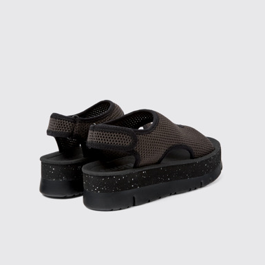 Back view of Oruga Up Gray textile sandals for women