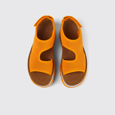 Overhead view of Oruga Up Orange Textile Sandal for Women