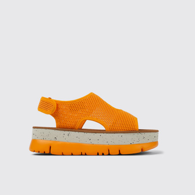 Side view of Oruga Up Orange Textile Sandal for Women