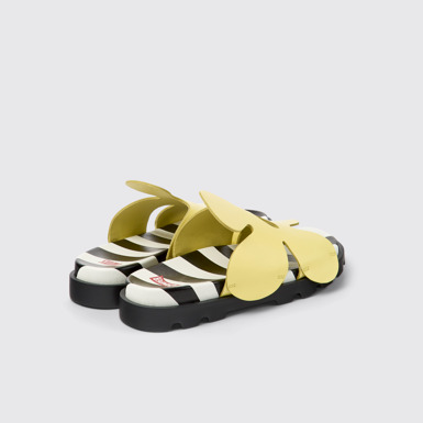 Back view of Twins Yellow leather sandals for women