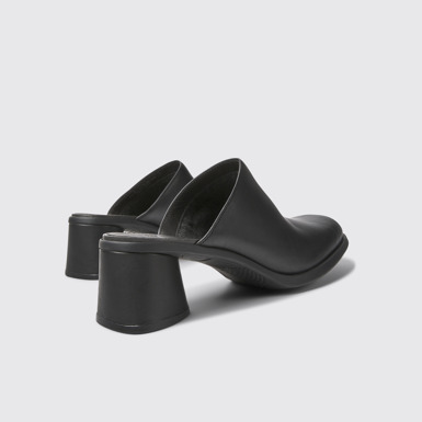 Back view of Kiara Black leather mules for women