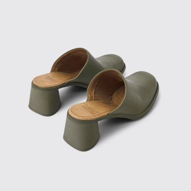 Back view of Kiara Green leather mules for women