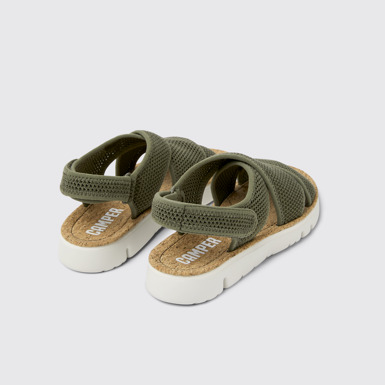 Back view of Oruga Green textile sandals for women