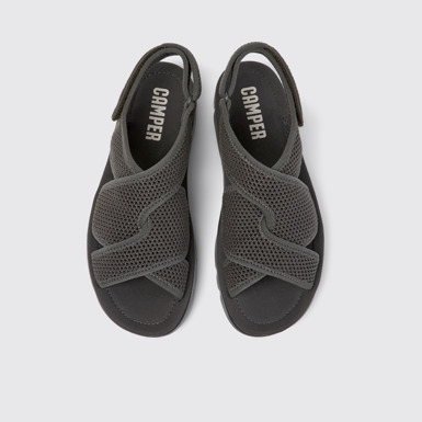 Overhead view of Oruga Dark gray textile sandals for women