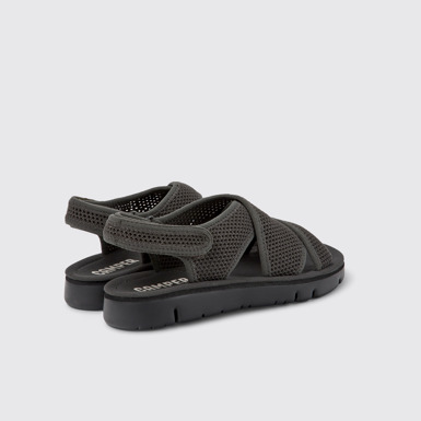 Back view of Oruga Dark gray textile sandals for women